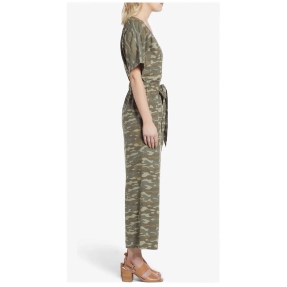 Caslon Camouflage Linen Blend Wide Leg Cropped Jumpsuit  NEW - Picture 2 of 8